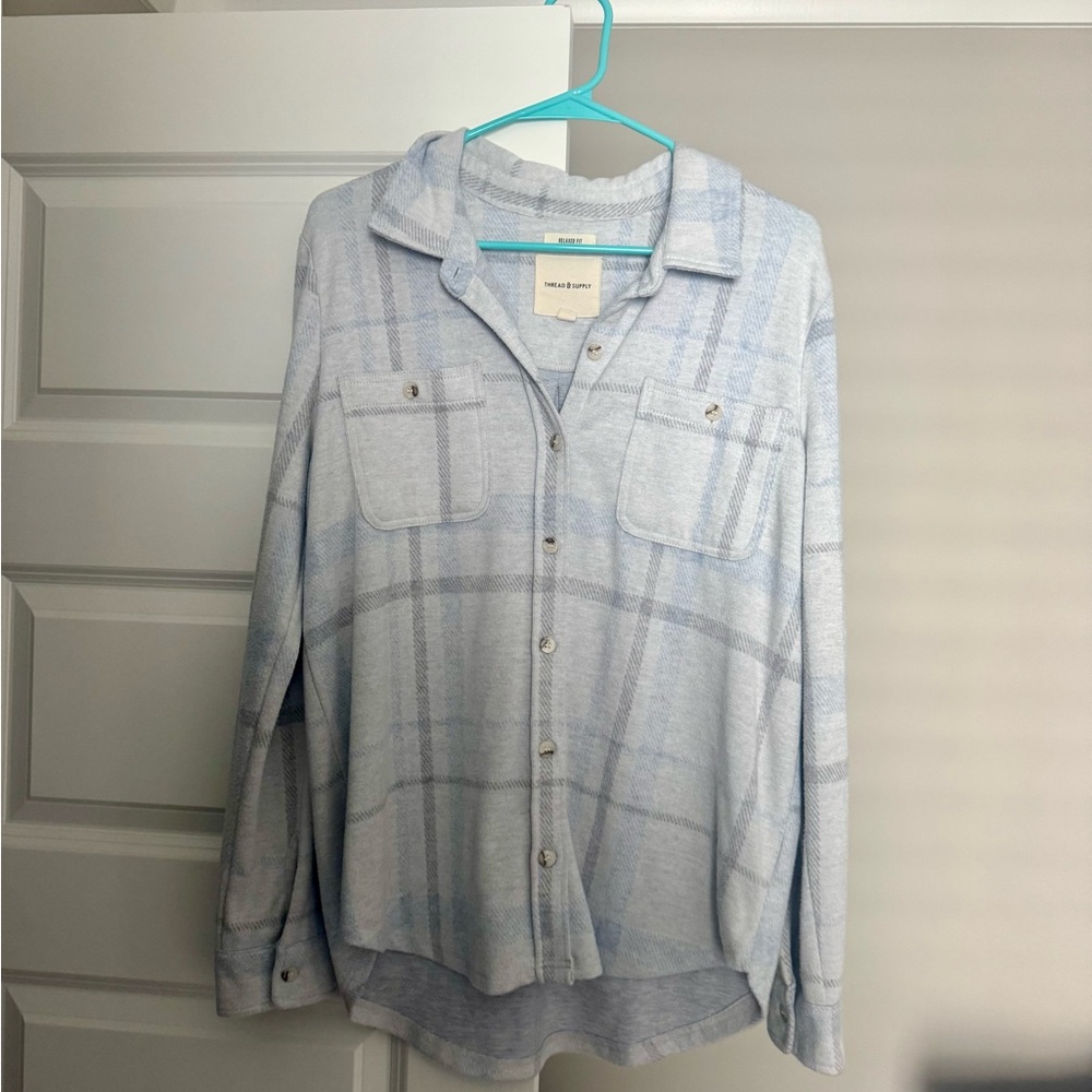 Thread & Supply Light Blue Plaid Button-Up